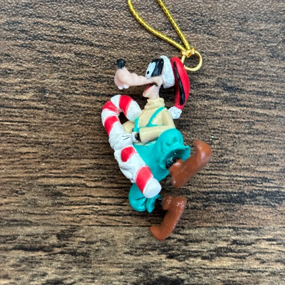 VINTAGE Disney GOOFY MINNIE MOUSE Mini Christmas Ornaments Candy Cane Set 2 1996